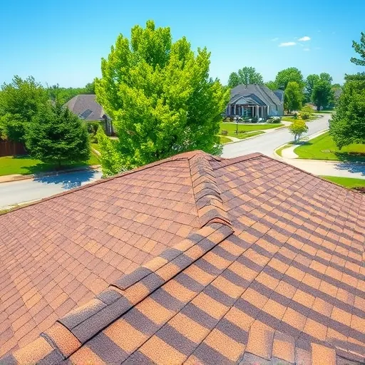 Repaired residential roof in Trussville AL with detailed asphalt shingles, lush neighborhood background, emphasizing quality and craftsmanship