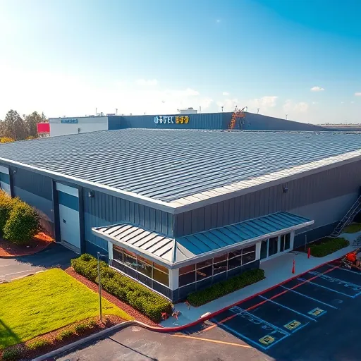 Meticulously installed modern metal commercial roof on industrial building in Trussville AL with aligned panels and landscaped surroundings