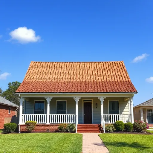 Charming residential home in Clay AL with terracotta roof, classic Southern design, manicured lawn, blue sky.