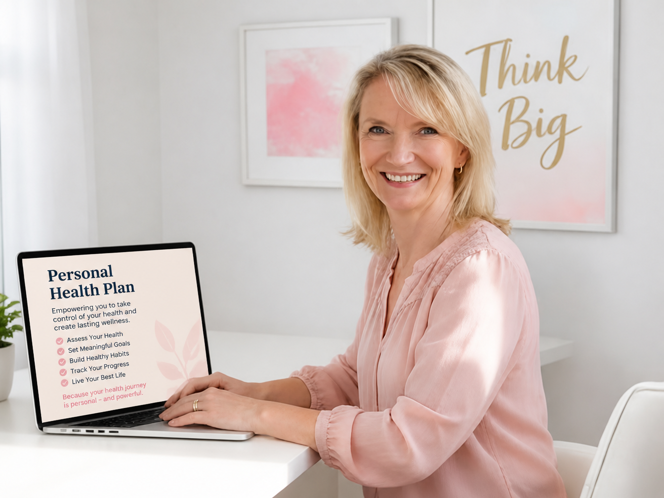 Carol Standing writing your Health Blueprint