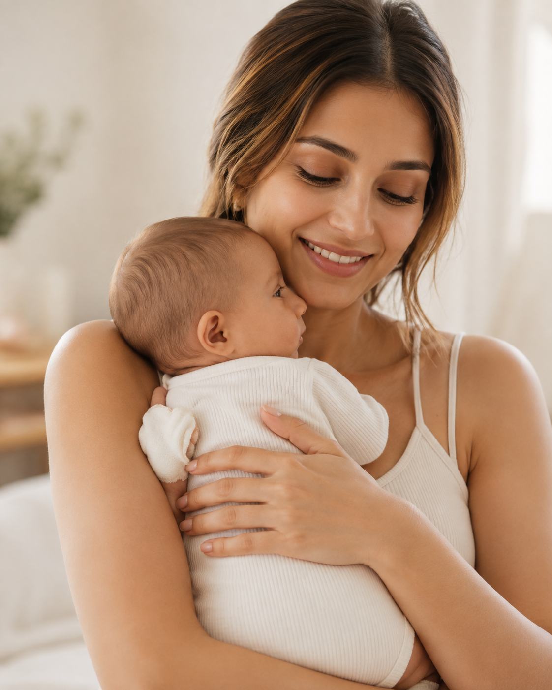 Mother and baby representing postpartum recovery and pelvic floor wellness