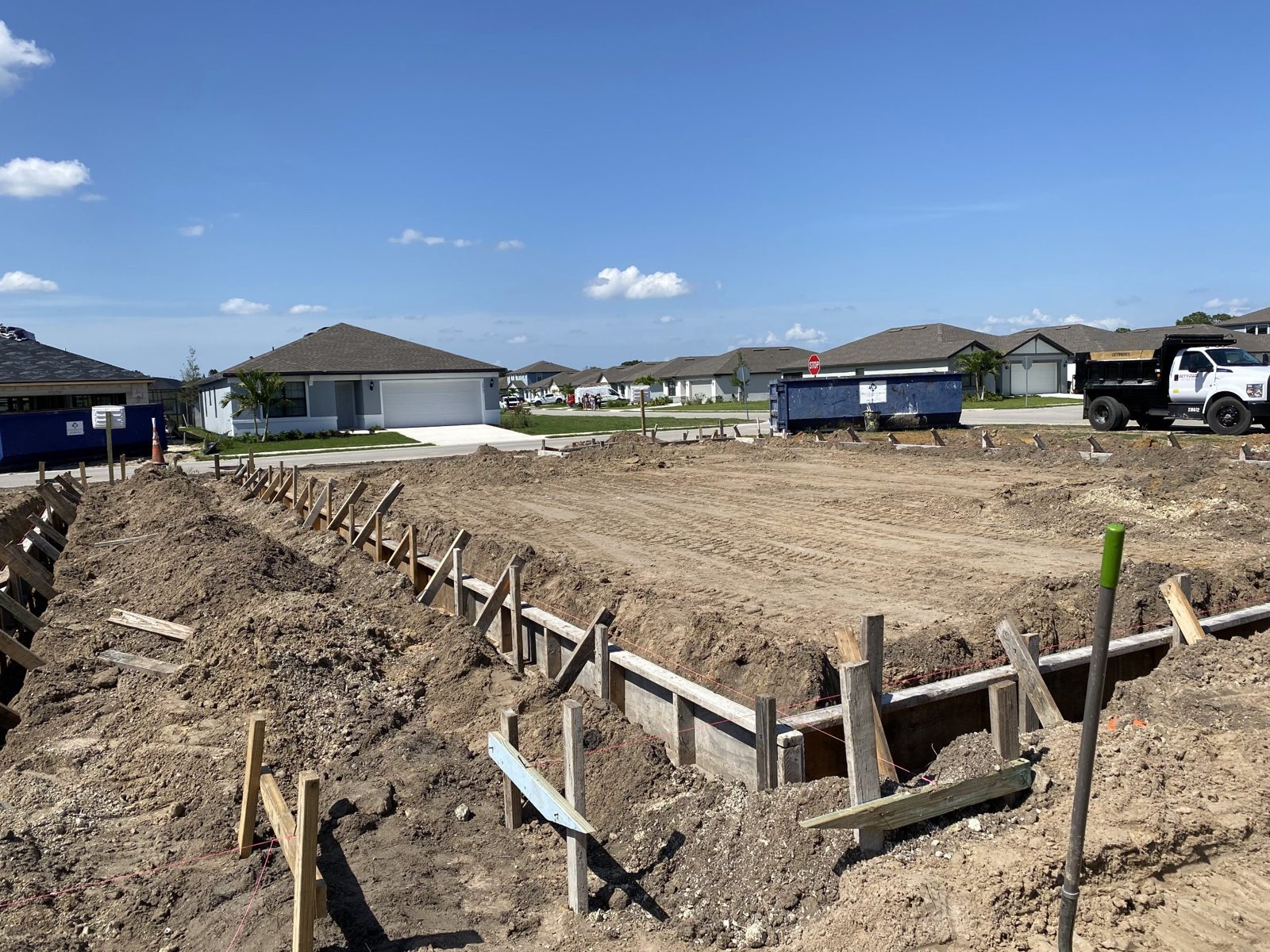 Formed footers on a new build