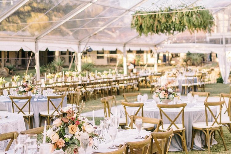 Beautiful tables, florals and reception layout setup