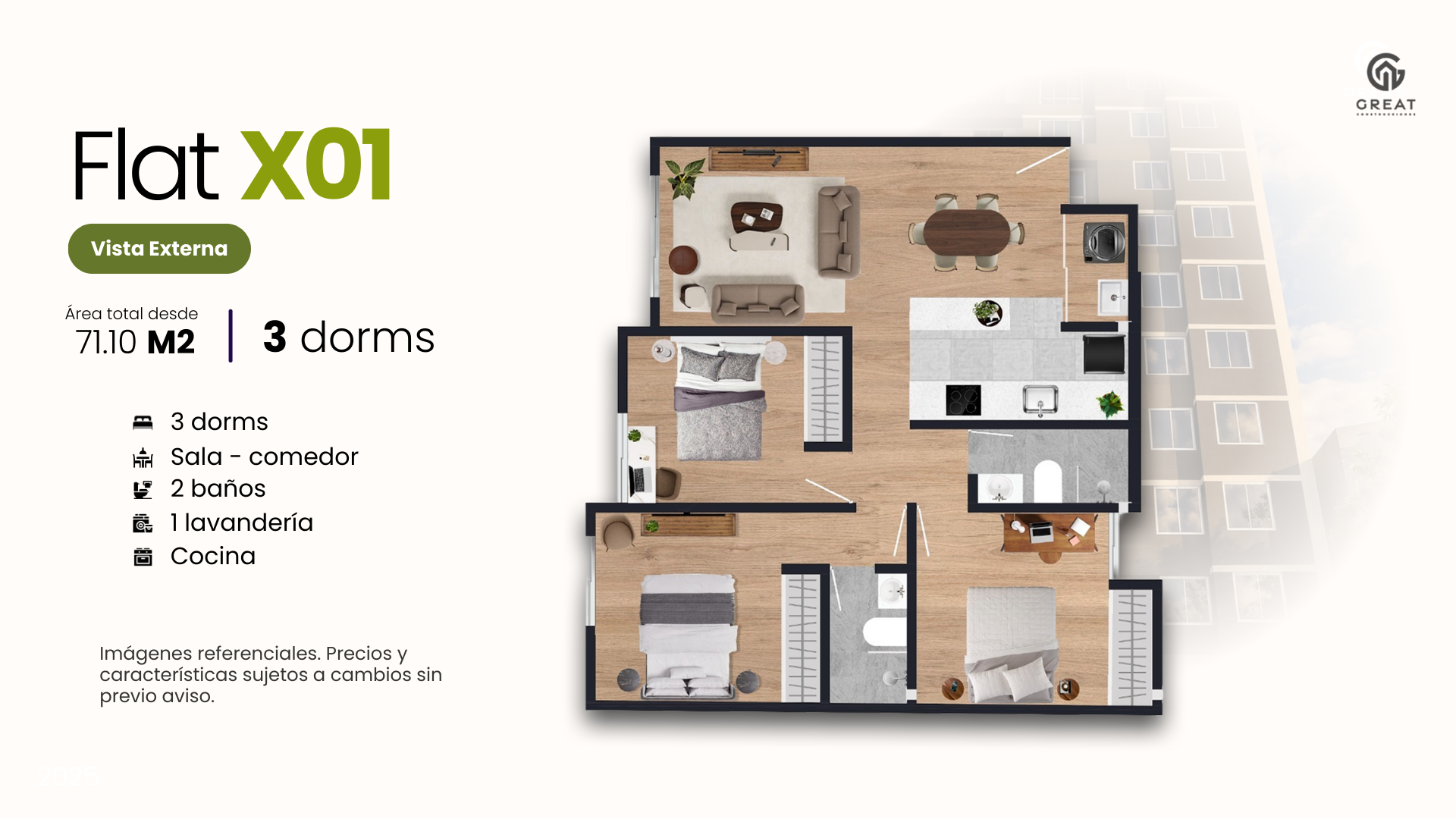 Plano de tipología Flat 1