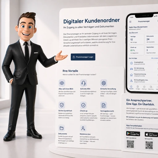 Benutzeroberfläche der Finanzmanager App zur digitalen Verwaltung von Versicherungen und Verträgen