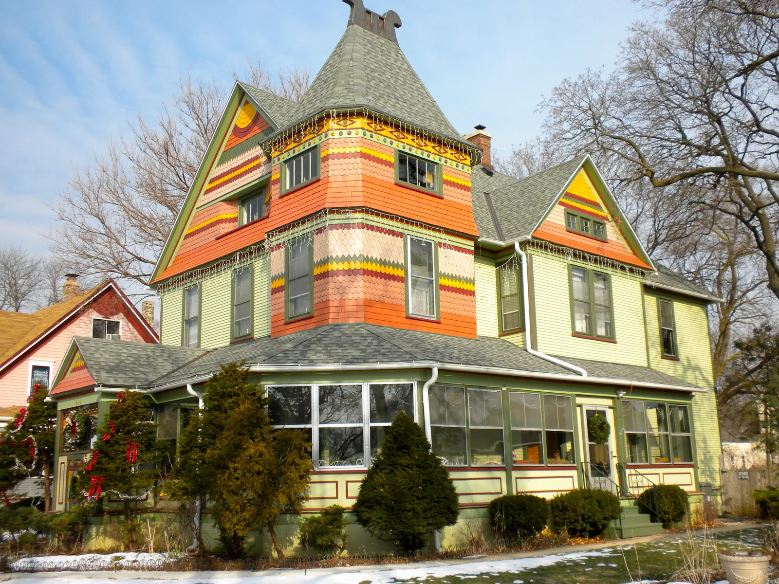 A historic house in the Spring-Douglas Historic District in Elgin, Illinois