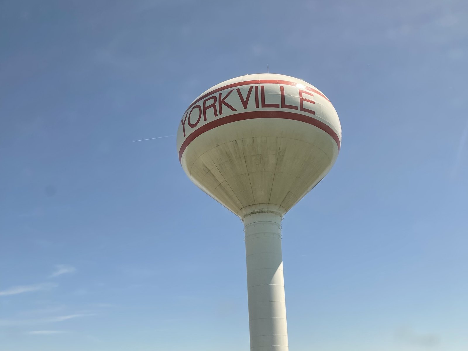 The Yorkville water tower in Yorkville, Illinois, the Kendall County seat