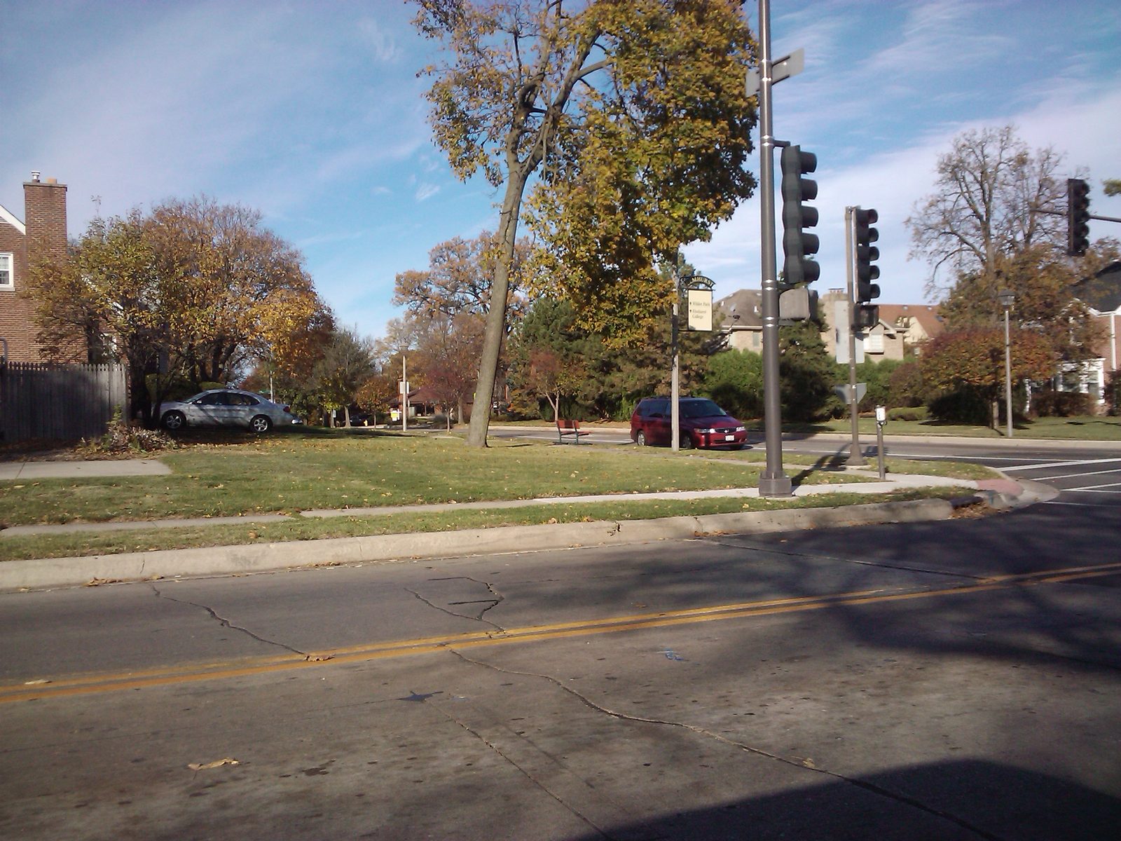 St. Charles Road at York Road in Elmhurst, Illinois, on a sunny day