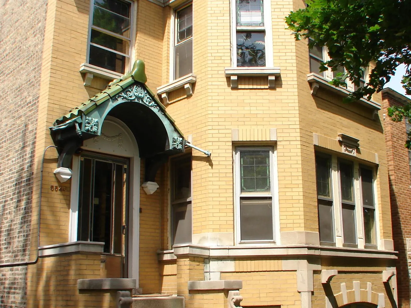 A brick two-flat building