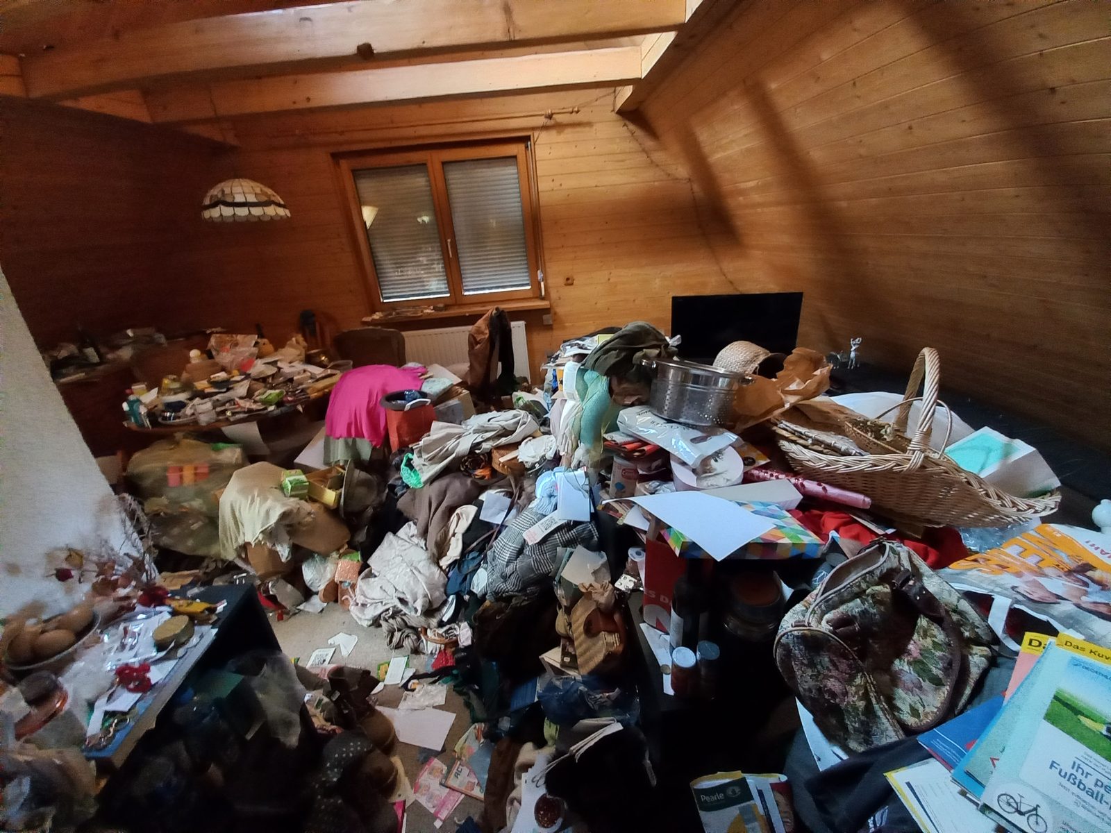 A cluttered living room