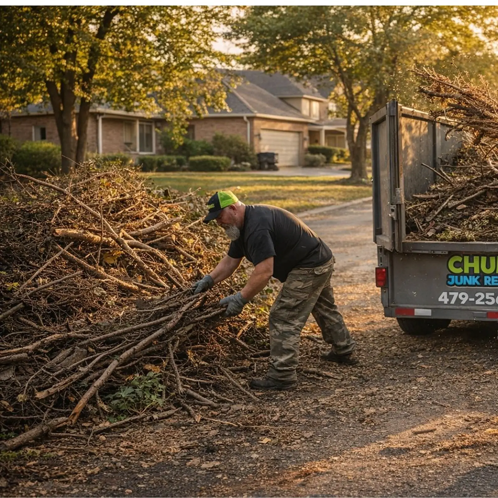 Yard debris removal by Chums Junk Removal in Northwest Arkansas