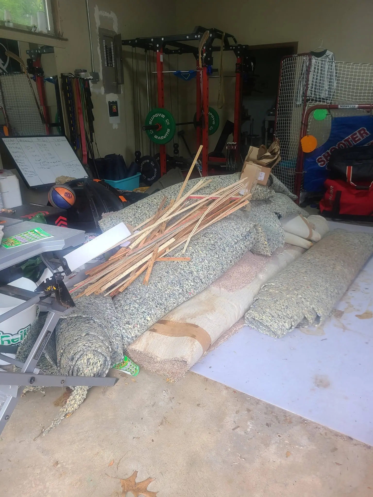 Renovation debris and project cleanup materials ready for removal in Northwest Arkansas