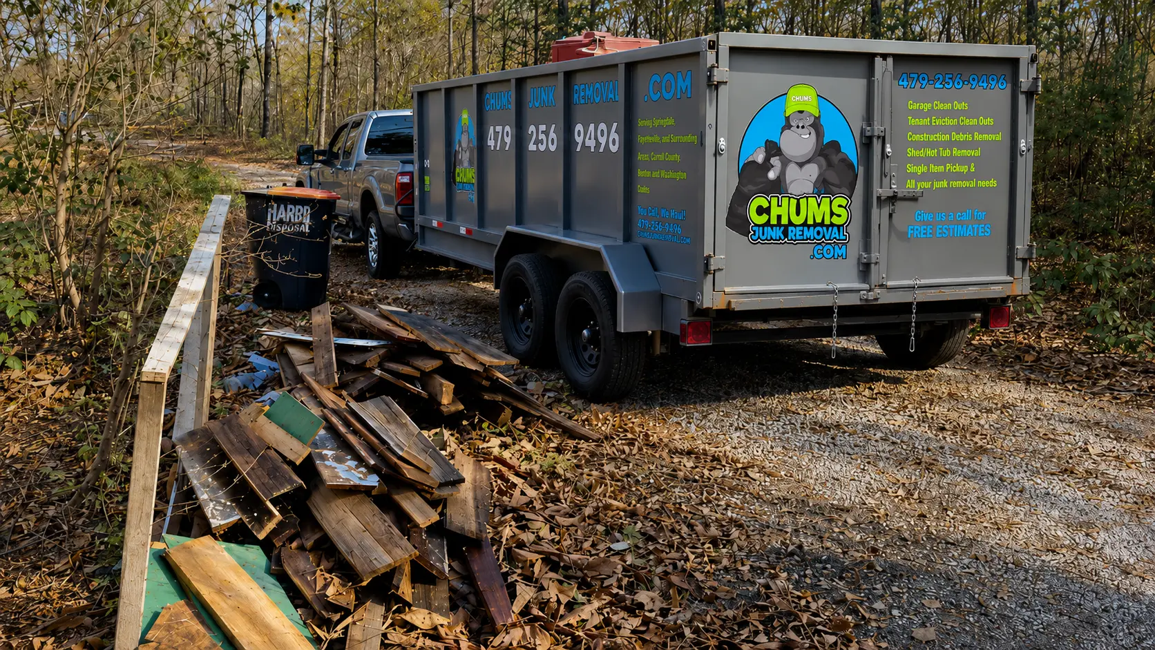 Chums Junk Removal crew hauling junk in Northwest Arkansas