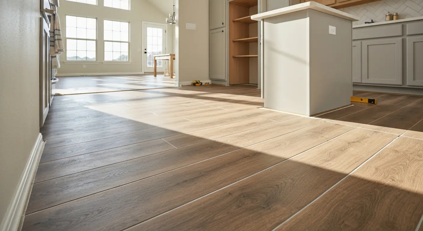 Luxury vinyl plank kitchen floor