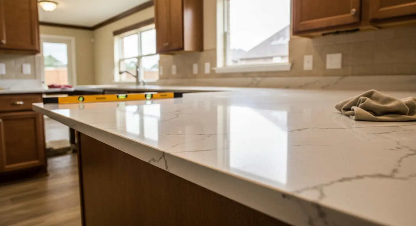 Quartz and granite countertop installation
