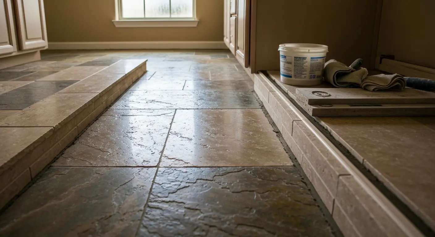 Natural stone bathroom floor