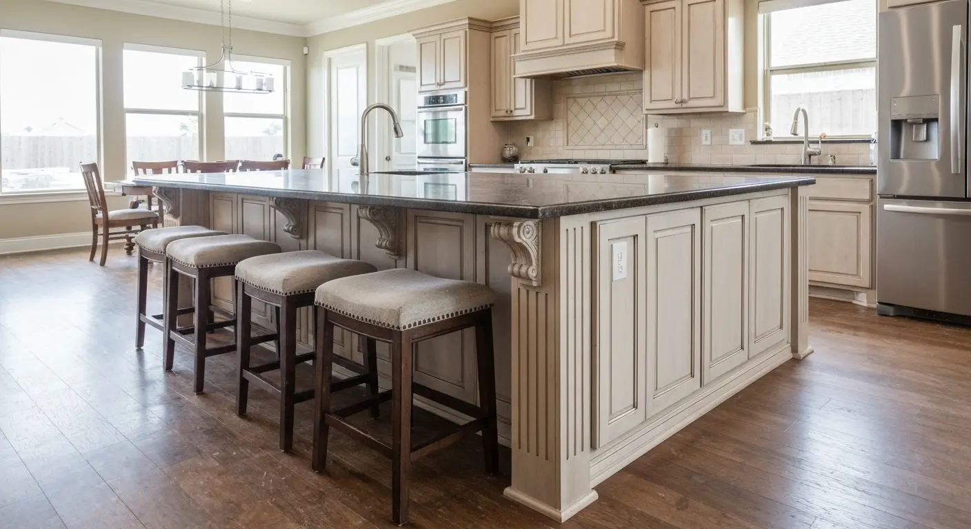 Custom kitchen island installation