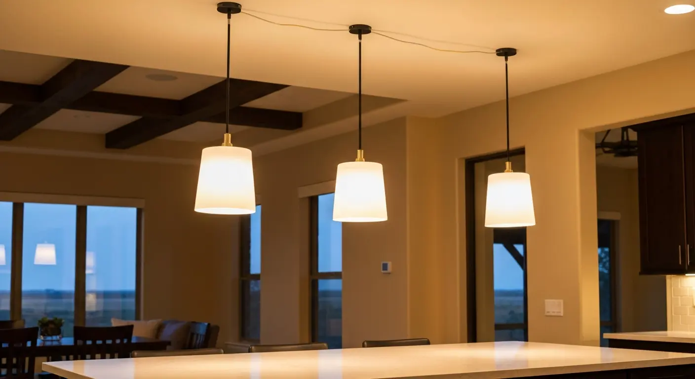 Pendant lighting over island