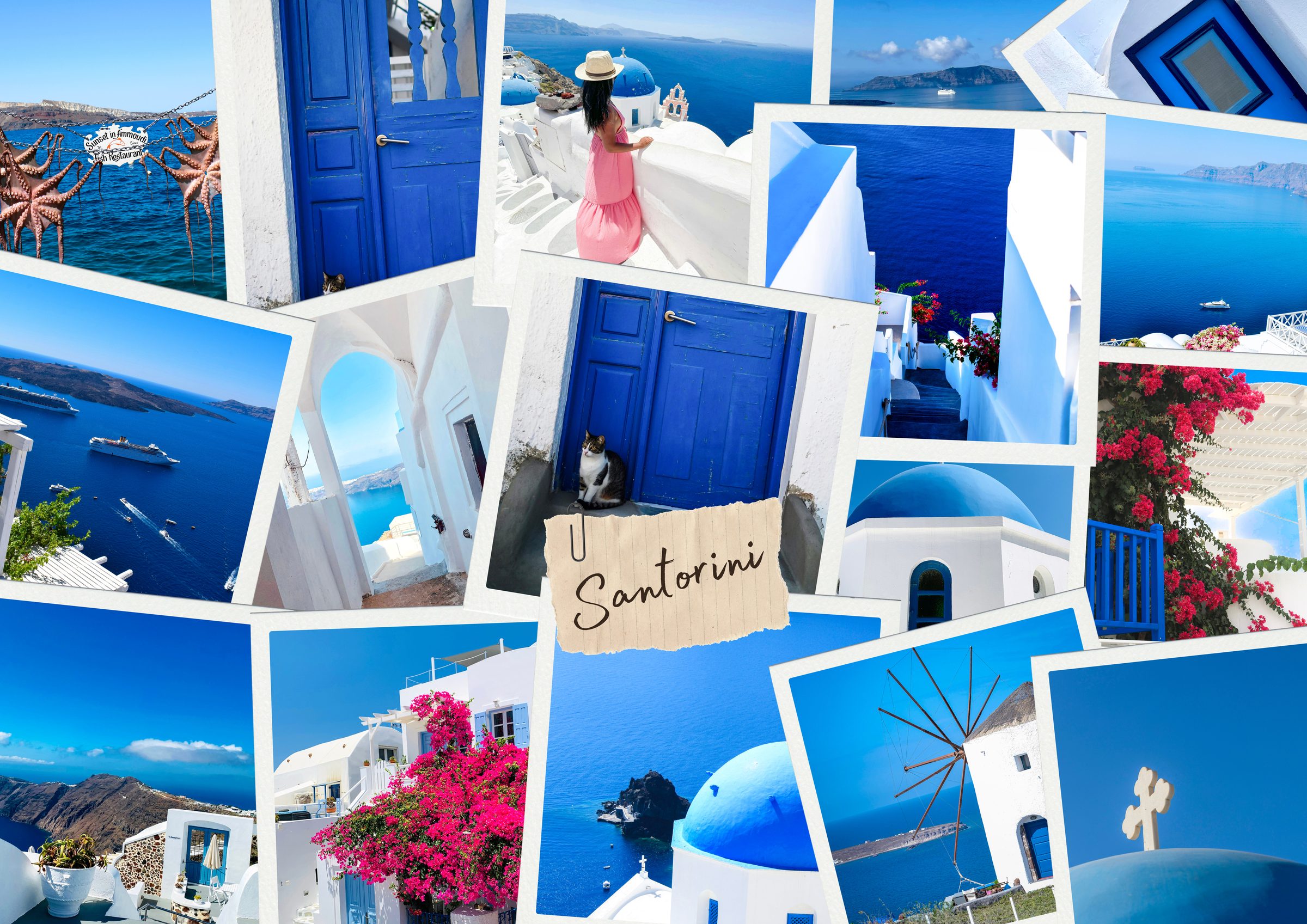 Santorini location collage by Buzzio Creative