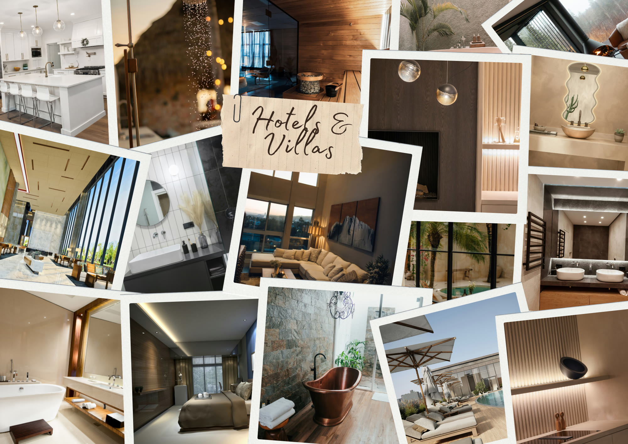 Hotels and villas collage by Buzzio Creative