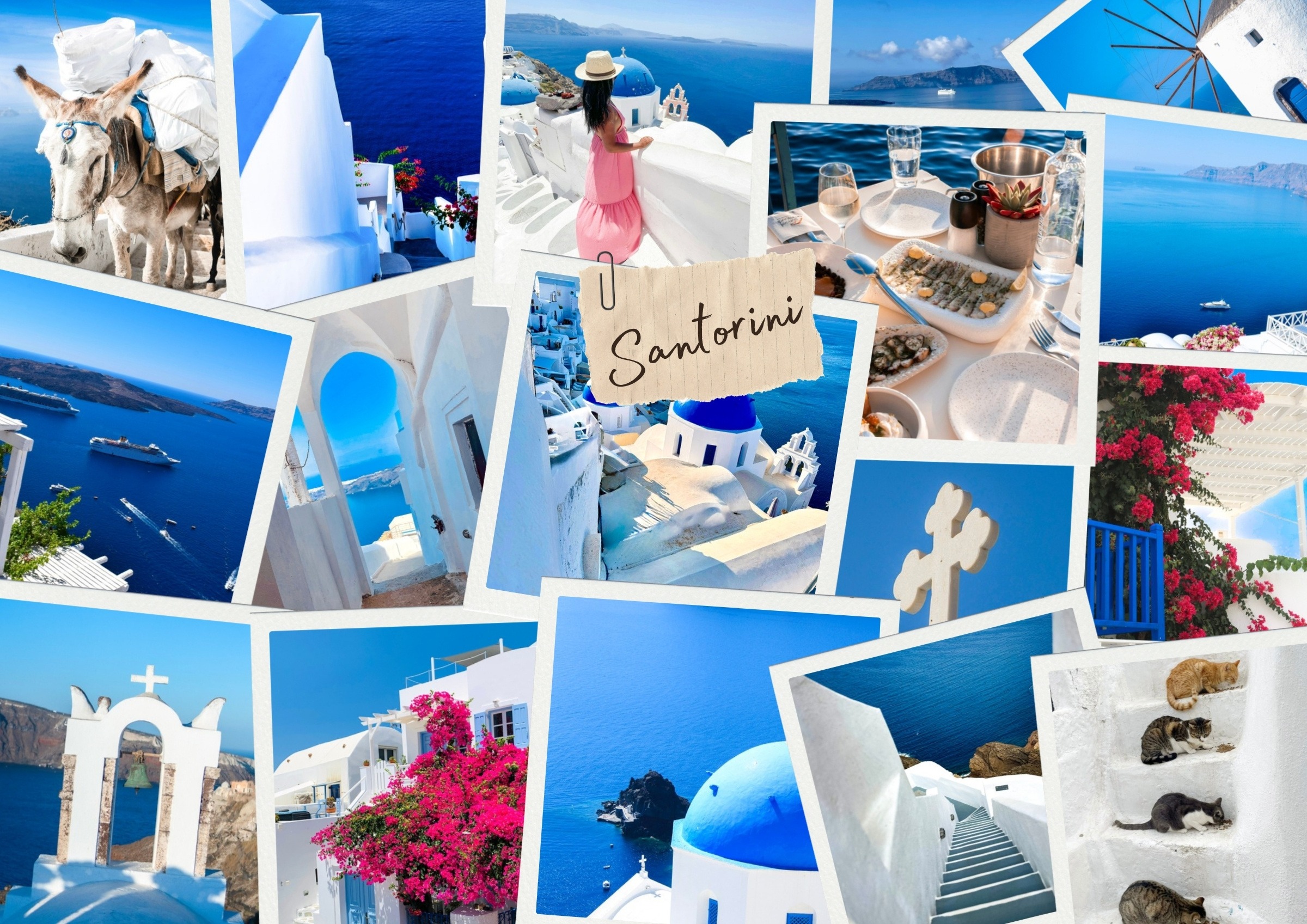Santorini location collage by Buzzio Creative