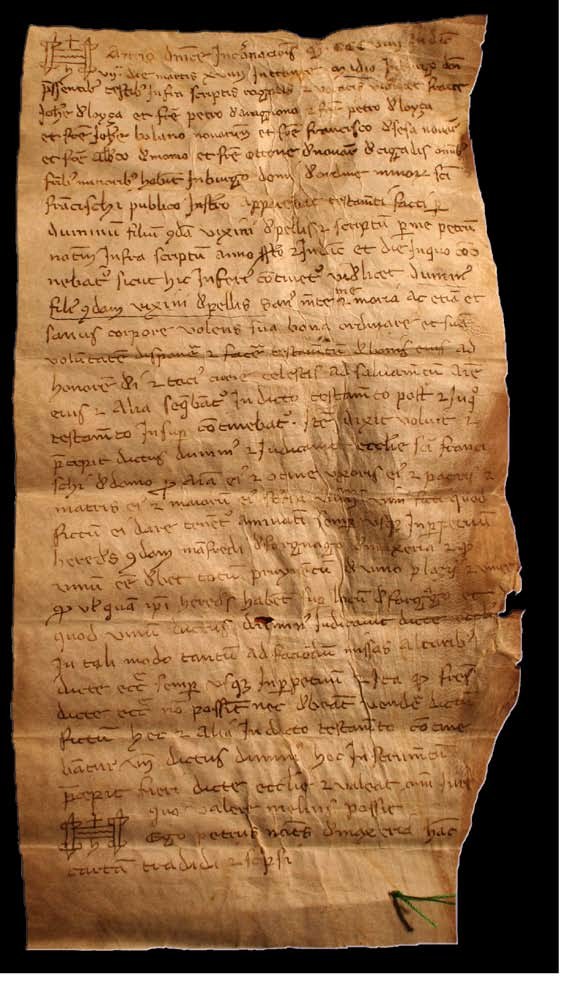Pergamena del 1309 con la testimonianza storica del vino Pruynentum in Ossola