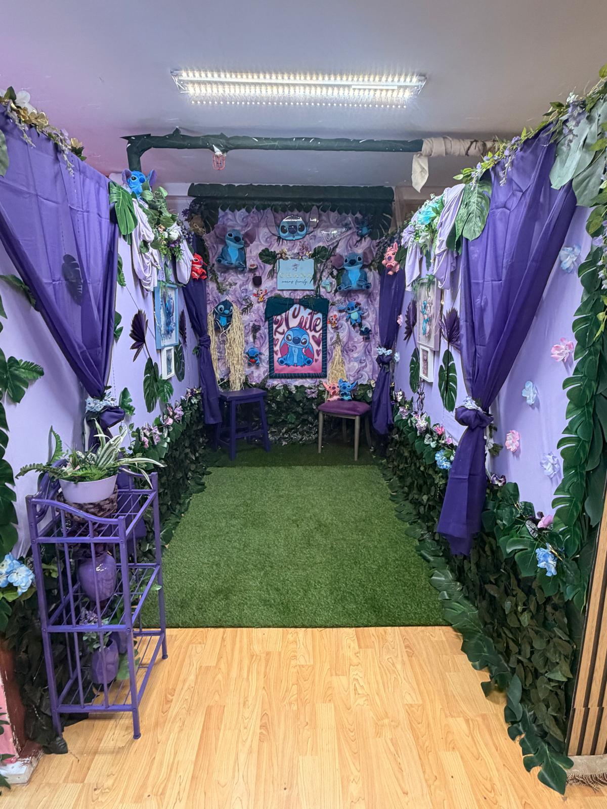 Purple themed selfie booth