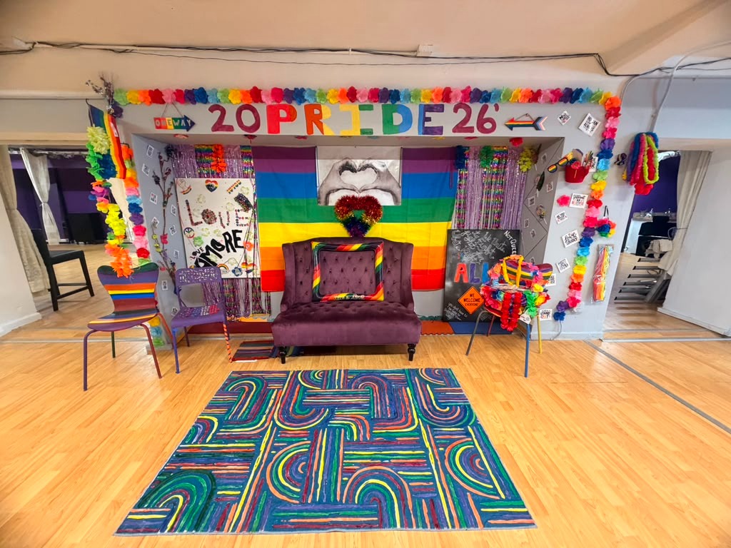 Pride themed content booth at Let's Go Viral SF