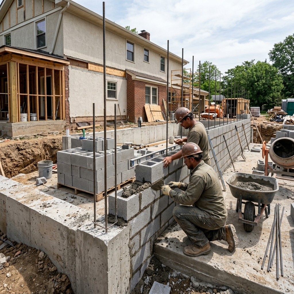 Structural masonry block wall construction