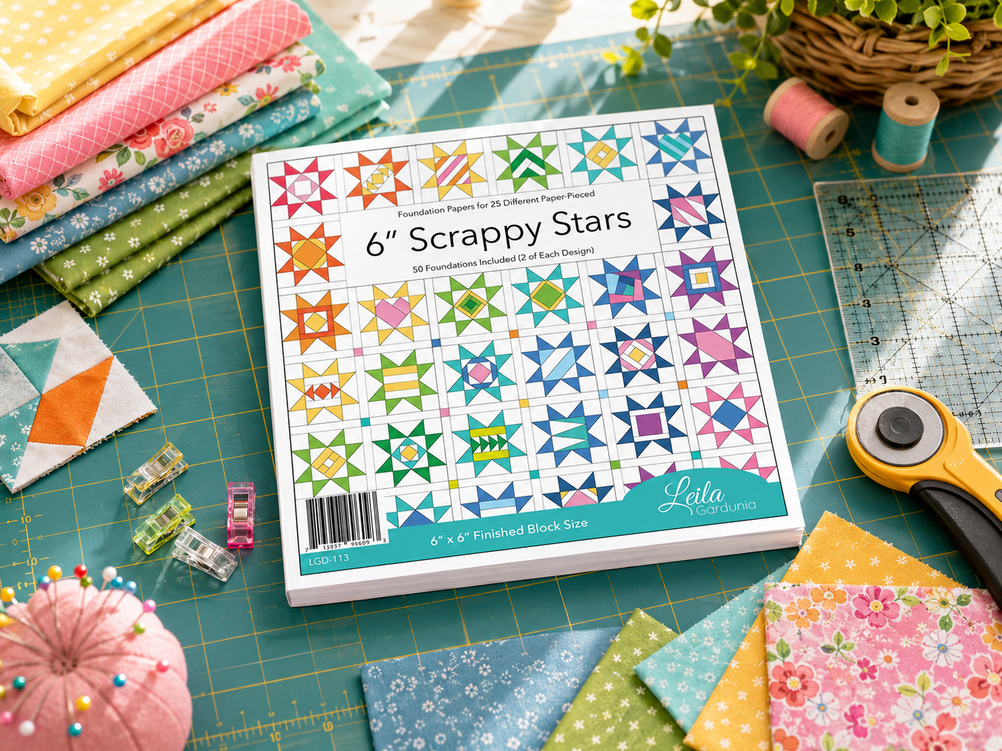 6 inch Scrappy Stars Foundation Paper Piecing Pattern by Leila Gardunia