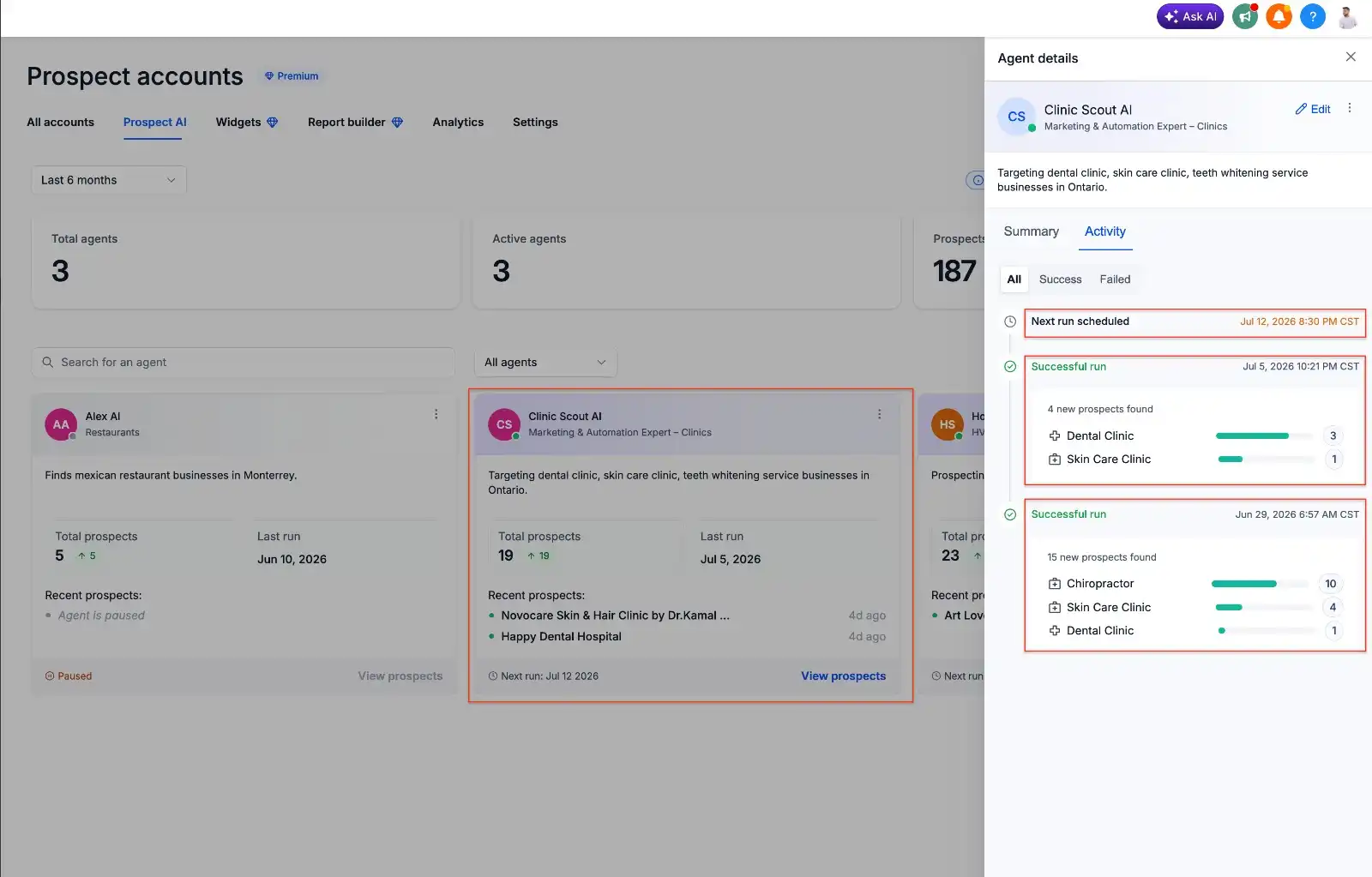 GoHighLevel Prospect AI configuration showing CRM pipeline and stage selection for automatic prospect placement. GoHighLevel Prospect AI configuration showing CRM pipeline and stage selection for automatic prospect placement.