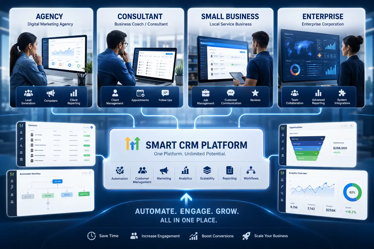 Different business types choosing the right CRM platform. Different business types choosing the right CRM platform.