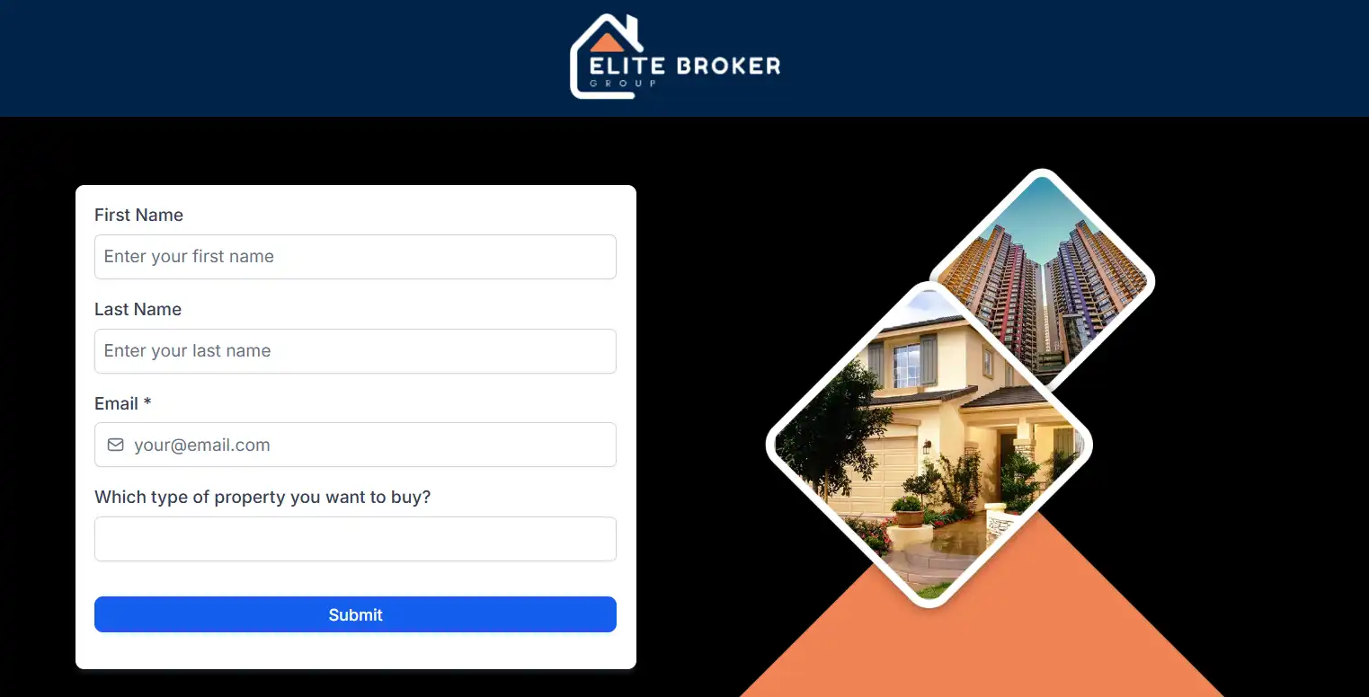 Real estate lead capture form built with GoHighLevel Real estate lead capture form built with GoHighLevel