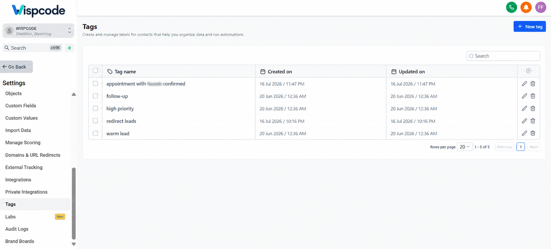 Contact profile showing GoHighLevel Tags assigned to a contact Contact profile showing GoHighLevel Tags assigned to a contact