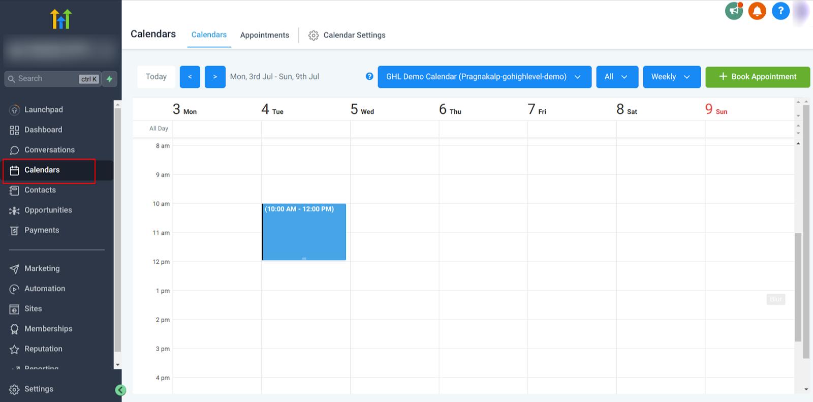 GoHighLevel online booking calendar for cleaning business appointments