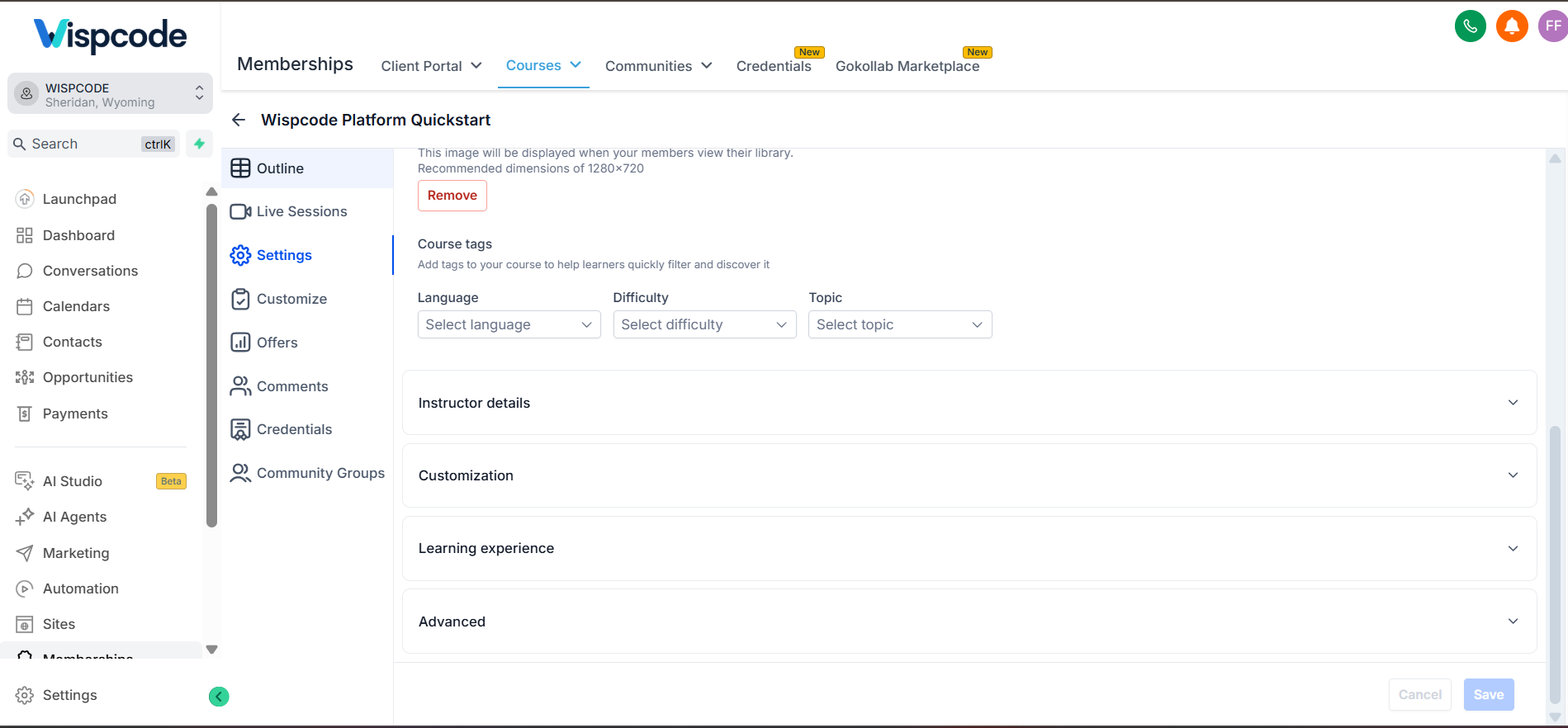 GoHighLevel Client Portal course library filters using Course Tags