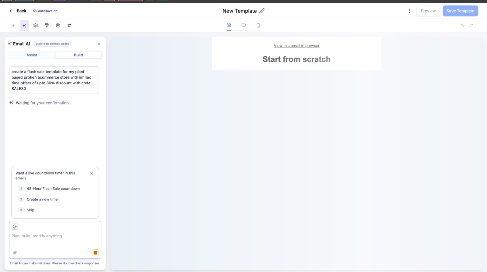 GoHighLevel Email Builder with Email AI feature GoHighLevel Email Builder with Email AI feature