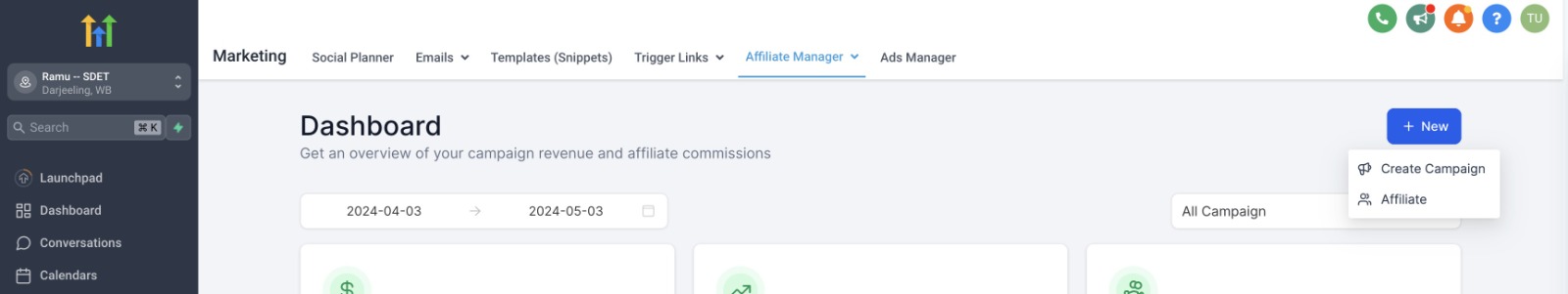 GoHighLevel Affiliate Manager displaying affiliates and referral performance. GoHighLevel Affiliate Manager displaying affiliates and referral performance.