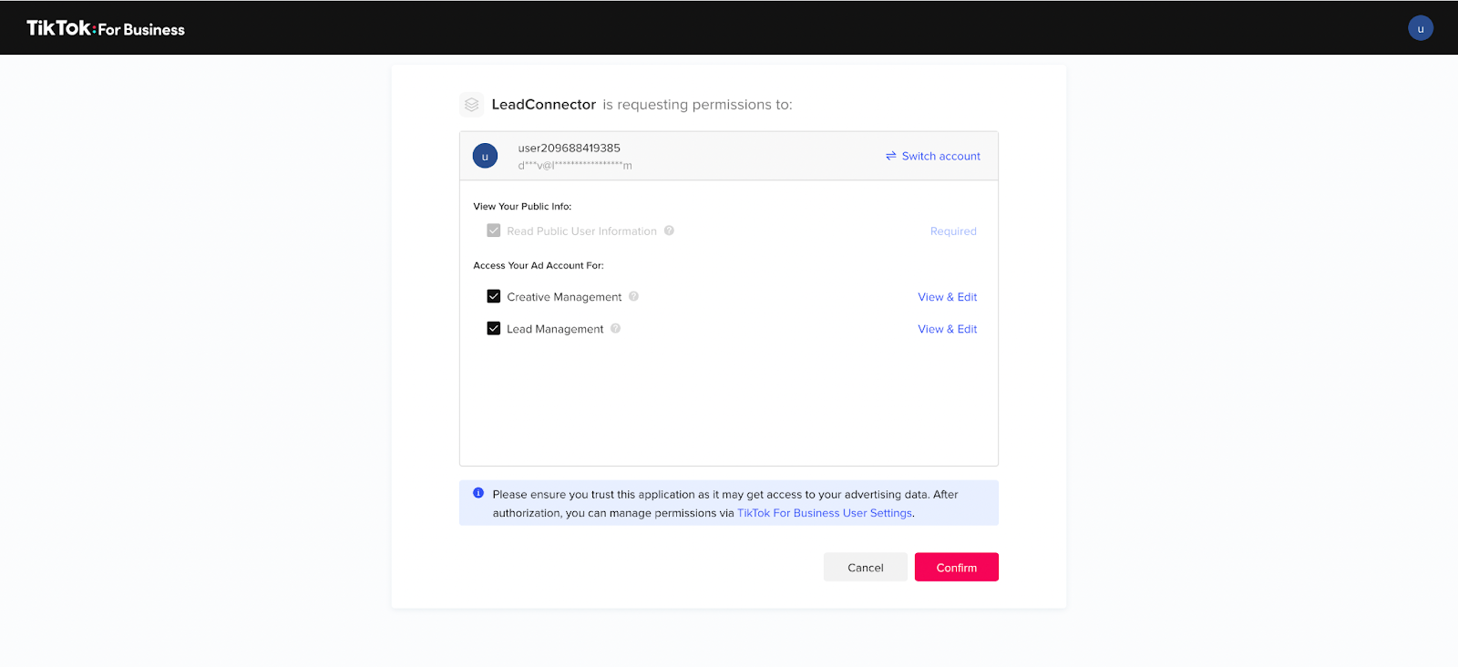 How to Connect TikTok Lead Forms to GoHighLevel TikTok ads can generate leads fast, but speed only helps if those leads land somewhere you can act on them. A lead sitting in TikTok Ads Manager is a lead going cold. When you connect TikTok lead forms to GoHighLevel, every submission flows straight into your CRM the moment someone taps submit, ready for an instant text, email or call. This guide covers the full setup, from authorising your TikTok business account to mapping fields and firing an automated follow up. None of it requires code, and once it is running it keeps working in the background for every campaign you launch. Set it up once and every future ad benefits from the same instant handoff into your CRM. Why route TikTok leads into your CRM The value of this connection comes down to speed and organisation. Leads that get a reply within five minutes are far more likely to convert than leads contacted an hour later, and manual exports simply cannot keep that pace. Sending TikTok leads into GoHighLevel gives you a few clear wins: Every lead is contacted automatically within seconds Contact details land in one place instead of a spreadsheet Follow up happens the same way every time, day or night You can track which campaigns actually produce booked calls Once the pipe is connected, your ad spend and your follow up finally work as one system rather than two disconnected halves. Just as important, no lead slips through a gap between two tools, because there is no manual step left for anyone to forget on a busy day. TikTok for Business permission screen for the LeadConnector integration Granting LeadConnector permission to read your TikTok lead and creative data during setup. Step 1: Connect your TikTok business account Inside your sub-account, open Settings and go to Integrations. Find TikTok in the list and start the connection. A TikTok for Business window appears asking you to approve a set of permissions, including lead management access. Leave the requested permissions enabled, since the integration needs them to read your forms and pull leads, then click Confirm. If you are not already signed in, TikTok will ask you to log in to the business account that runs your ads first. Dropdown to select a TikTok advertiser account during connection Choosing which TikTok advertiser account to connect after authorising the integration. Step 2: Choose the right advertiser account Many businesses have more than one advertiser account under a single TikTok login. After you confirm permissions, GoHighLevel asks which advertiser account to connect. Pick the one that runs the campaigns whose leads you want to capture. This step is easy to rush, so slow down for a second. Connecting the wrong advertiser account is the most common reason leads never show up later, and it is a quiet failure because nothing on screen looks broken. TikTok connected confirmation with a Change Advertiser Account button The confirmation screen showing a connected advertiser account, with the option to change it. Once connected, you will see a confirmation with the account name and a Change Advertiser Account button. If you ever switch which account runs your ads, this is where you repoint the integration. Step 3: Find your forms in the mapping tab With the account linked, open the TikTok Form Fields Mapping tab. GoHighLevel lists every lead form it can see on the connected advertiser account, each with its form name, page ID and advertiser ID. TikTok Form Fields Mapping tab showing a lead form row and a Map Fields button The TikTok Form Fields Mapping tab listing each lead form with a Map Fields action. If a form is missing here, it almost always means it lives on a different advertiser account, which points right back to the previous step. When the form you want is showing, click Map Fields next to it to open the mapping window. Step 4: Map form fields to CRM fields Mapping tells GoHighLevel where each answer should go. On the left you see the fields from your TikTok form, and on the right you match each one to a field in your CRM. Map Fields window pairing TikTok form fields with CRM fields Matching each TikTok form field to a GoHighLevel contact field before saving. At a minimum, map the essentials so leads are usable: name, email and phone number. You can also send custom answers into custom fields, which is handy when your form asks qualifying questions. GoHighLevel supports common field types like text, number, phone, date and single choice options. When everything lines up, click Update to save the mapping and subscribe to the form. From that point, new submissions start flowing in. Step 5: Automate the follow up Capturing the lead is half the job. The real payoff is what happens next. GoHighLevel includes a TikTok Form Submitted trigger that starts a workflow the instant a form comes in. Workflow trigger panel with TikTok Form Submitted selected and an In Form filter The TikTok Form Submitted trigger, which can be filtered to a specific form. Create a workflow, add the TikTok Form Submitted trigger, and use the In Form filter if you want it to fire for one specific form rather than all of them. From there, build the follow up you want: an instant welcome text, an email with more detail, a task for your sales rep, or a booking link that lets the lead schedule a call on their own. This is where a raw lead becomes a real conversation. Keep your TikTok leads clean and trackable Once leads are flowing, a little organisation goes a long way. Adding a source tag to every TikTok lead lets you see at a glance which contacts came from TikTok rather than your other channels, and it makes reporting far simpler when you want to compare cost per booked call across platforms. You can apply that tag inside the same workflow that runs your follow up, so it happens automatically on every submission with no extra effort. From there you can build TikTok specific views, pipelines or reports, which turns a pile of raw leads into numbers you can actually act on when you decide where to spend next month. Test it, and know the limits Before you trust it with live spend, submit a test lead through your TikTok form and confirm the contact appears in GoHighLevel with the right fields filled in. It is worth watching one full cycle, from submission to the first automated message, so you know the whole chain works. Two limits are worth noting. Multi select form questions are not fully supported yet, so lean on single choice options for anything you plan to map. And if you ever need to pause incoming leads without disconnecting, you can switch the form status off in the mapping tab rather than tearing down the whole setup. Turning it back on later is just as simple, so this is the safe way to stop leads during a campaign break without losing your mapping. Frequently Asked Questions Do leads appear in GoHighLevel instantly? Yes. Once the form is mapped and subscribed, submissions flow in within seconds, which is what makes automated instant follow up possible. Why are my TikTok forms not showing up? Almost always because the wrong advertiser account is connected, or the form lives on a different account. Check the connected advertiser account first, then confirm the form actually exists there. Do I need to map every single field? No. You only need the essentials like name, email and phone for a lead to be usable. Extra fields are optional and can flow into custom fields whenever you want them. Can I follow up automatically after a form is submitted? Yes. The TikTok Form Submitted trigger can launch a workflow that sends a text or email, assigns a task or shares a booking link, all within seconds of the submission. Can Wispcode set up my TikTok integration? Yes. Wispcode can connect your account, map your forms and build the follow up automation end to end, so every TikTok lead gets contacted the moment it arrives. Want every TikTok lead answered before it goes cold? Wispcode connects your TikTok lead forms to GoHighLevel and builds the automated follow up that turns clicks into booked calls. Get in touch and let us wire your ad campaigns straight into your CRM. Tags: GoHighLevel, TikTok, Lead Generation, Integrations, Automation, Wispcode How to Connect TikTok Lead Forms to GoHighLevel TikTok ads can generate leads fast, but speed only helps if those leads land somewhere you can act on them. A lead sitting in TikTok Ads Manager is a lead going cold. When you connect TikTok lead forms to GoHighLevel, every submission flows straight into your CRM the moment someone taps submit, ready for an instant text, email or call. This guide covers the full setup, from authorising your TikTok business account to mapping fields and firing an automated follow up. None of it requires code, and once it is running it keeps working in the background for every campaign you launch. Set it up once and every future ad benefits from the same instant handoff into your CRM. Why route TikTok leads into your CRM The value of this connection comes down to speed and organisation. Leads that get a reply within five minutes are far more likely to convert than leads contacted an hour later, and manual exports simply cannot keep that pace. Sending TikTok leads into GoHighLevel gives you a few clear wins: Every lead is contacted automatically within seconds Contact details land in one place instead of a spreadsheet Follow up happens the same way every time, day or night You can track which campaigns actually produce booked calls Once the pipe is connected, your ad spend and your follow up finally work as one system rather than two disconnected halves. Just as important, no lead slips through a gap between two tools, because there is no manual step left for anyone to forget on a busy day. TikTok for Business permission screen for the LeadConnector integration Granting LeadConnector permission to read your TikTok lead and creative data during setup. Step 1: Connect your TikTok business account Inside your sub-account, open Settings and go to Integrations. Find TikTok in the list and start the connection. A TikTok for Business window appears asking you to approve a set of permissions, including lead management access. Leave the requested permissions enabled, since the integration needs them to read your forms and pull leads, then click Confirm. If you are not already signed in, TikTok will ask you to log in to the business account that runs your ads first. Dropdown to select a TikTok advertiser account during connection Choosing which TikTok advertiser account to connect after authorising the integration. Step 2: Choose the right advertiser account Many businesses have more than one advertiser account under a single TikTok login. After you confirm permissions, GoHighLevel asks which advertiser account to connect. Pick the one that runs the campaigns whose leads you want to capture. This step is easy to rush, so slow down for a second. Connecting the wrong advertiser account is the most common reason leads never show up later, and it is a quiet failure because nothing on screen looks broken. TikTok connected confirmation with a Change Advertiser Account button The confirmation screen showing a connected advertiser account, with the option to change it. Once connected, you will see a confirmation with the account name and a Change Advertiser Account button. If you ever switch which account runs your ads, this is where you repoint the integration. Step 3: Find your forms in the mapping tab With the account linked, open the TikTok Form Fields Mapping tab. GoHighLevel lists every lead form it can see on the connected advertiser account, each with its form name, page ID and advertiser ID. TikTok Form Fields Mapping tab showing a lead form row and a Map Fields button The TikTok Form Fields Mapping tab listing each lead form with a Map Fields action. If a form is missing here, it almost always means it lives on a different advertiser account, which points right back to the previous step. When the form you want is showing, click Map Fields next to it to open the mapping window. Step 4: Map form fields to CRM fields Mapping tells GoHighLevel where each answer should go. On the left you see the fields from your TikTok form, and on the right you match each one to a field in your CRM. Map Fields window pairing TikTok form fields with CRM fields Matching each TikTok form field to a GoHighLevel contact field before saving. At a minimum, map the essentials so leads are usable: name, email and phone number. You can also send custom answers into custom fields, which is handy when your form asks qualifying questions. GoHighLevel supports common field types like text, number, phone, date and single choice options. When everything lines up, click Update to save the mapping and subscribe to the form. From that point, new submissions start flowing in. Step 5: Automate the follow up Capturing the lead is half the job. The real payoff is what happens next. GoHighLevel includes a TikTok Form Submitted trigger that starts a workflow the instant a form comes in. Workflow trigger panel with TikTok Form Submitted selected and an In Form filter The TikTok Form Submitted trigger, which can be filtered to a specific form. Create a workflow, add the TikTok Form Submitted trigger, and use the In Form filter if you want it to fire for one specific form rather than all of them. From there, build the follow up you want: an instant welcome text, an email with more detail, a task for your sales rep, or a booking link that lets the lead schedule a call on their own. This is where a raw lead becomes a real conversation. Keep your TikTok leads clean and trackable Once leads are flowing, a little organisation goes a long way. Adding a source tag to every TikTok lead lets you see at a glance which contacts came from TikTok rather than your other channels, and it makes reporting far simpler when you want to compare cost per booked call across platforms. You can apply that tag inside the same workflow that runs your follow up, so it happens automatically on every submission with no extra effort. From there you can build TikTok specific views, pipelines or reports, which turns a pile of raw leads into numbers you can actually act on when you decide where to spend next month. Test it, and know the limits Before you trust it with live spend, submit a test lead through your TikTok form and confirm the contact appears in GoHighLevel with the right fields filled in. It is worth watching one full cycle, from submission to the first automated message, so you know the whole chain works. Two limits are worth noting. Multi select form questions are not fully supported yet, so lean on single choice options for anything you plan to map. And if you ever need to pause incoming leads without disconnecting, you can switch the form status off in the mapping tab rather than tearing down the whole setup. Turning it back on later is just as simple, so this is the safe way to stop leads during a campaign break without losing your mapping. Frequently Asked Questions Do leads appear in GoHighLevel instantly? Yes. Once the form is mapped and subscribed, submissions flow in within seconds, which is what makes automated instant follow up possible. Why are my TikTok forms not showing up? Almost always because the wrong advertiser account is connected, or the form lives on a different account. Check the connected advertiser account first, then confirm the form actually exists there. Do I need to map every single field? No. You only need the essentials like name, email and phone for a lead to be usable. Extra fields are optional and can flow into custom fields whenever you want them. Can I follow up automatically after a form is submitted? Yes. The TikTok Form Submitted trigger can launch a workflow that sends a text or email, assigns a task or shares a booking link, all within seconds of the submission. Can Wispcode set up my TikTok integration? Yes. Wispcode can connect your account, map your forms and build the follow up automation end to end, so every TikTok lead gets contacted the moment it arrives. Want every TikTok lead answered before it goes cold? Wispcode connects your TikTok lead forms to GoHighLevel and builds the automated follow up that turns clicks into booked calls. Get in touch and let us wire your ad campaigns straight into your CRM. Tags: GoHighLevel, TikTok, Lead Generation, Integrations, Automation, Wispcode