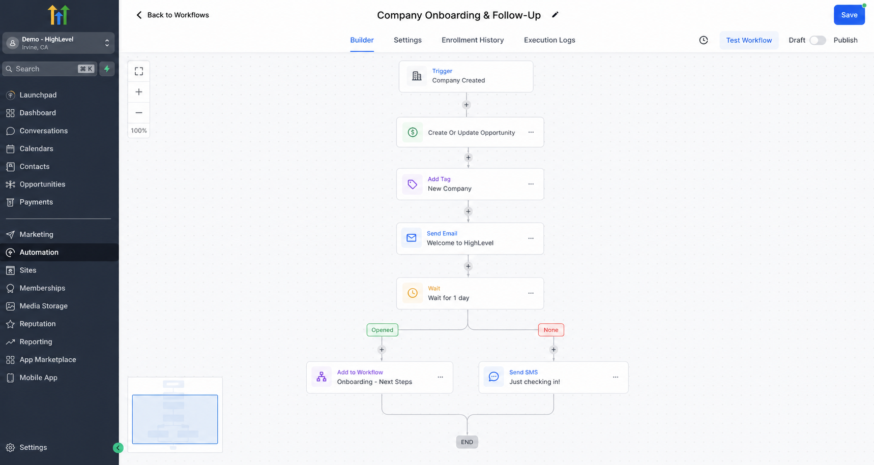 GoHighLevel Company onboarding workflow automation GoHighLevel Company onboarding workflow automation