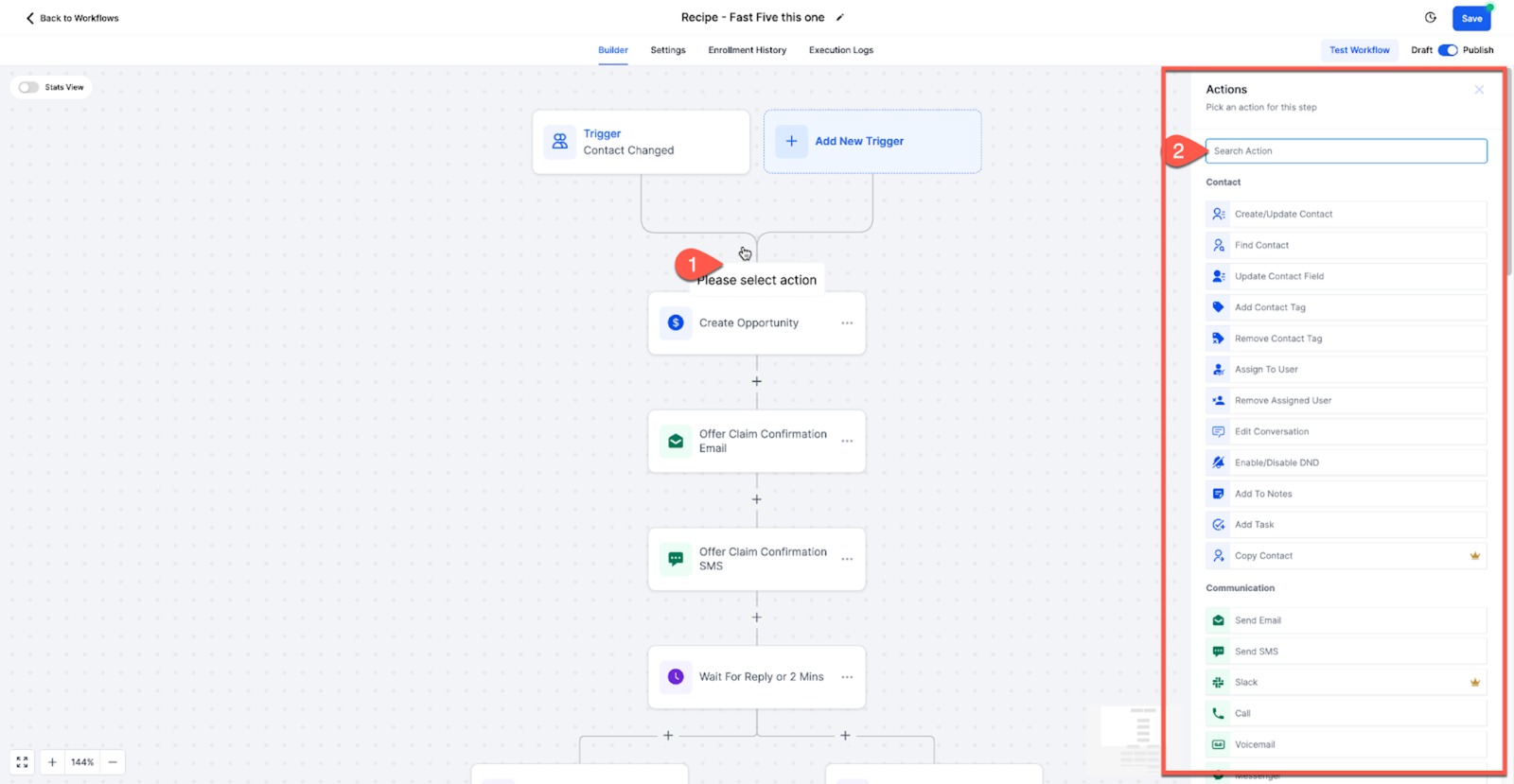 GoHighLevel Transcript Generated workflow for automated lead follow up and contact management