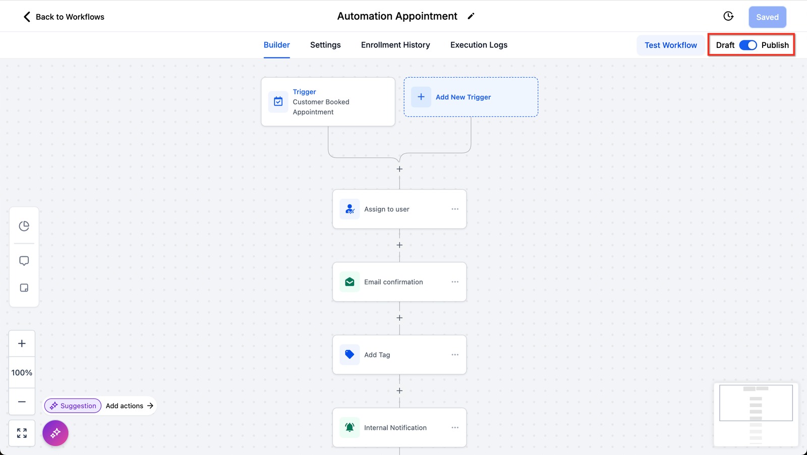 GoHighLevel Transcript Generated workflow automating lead follow up after a call
