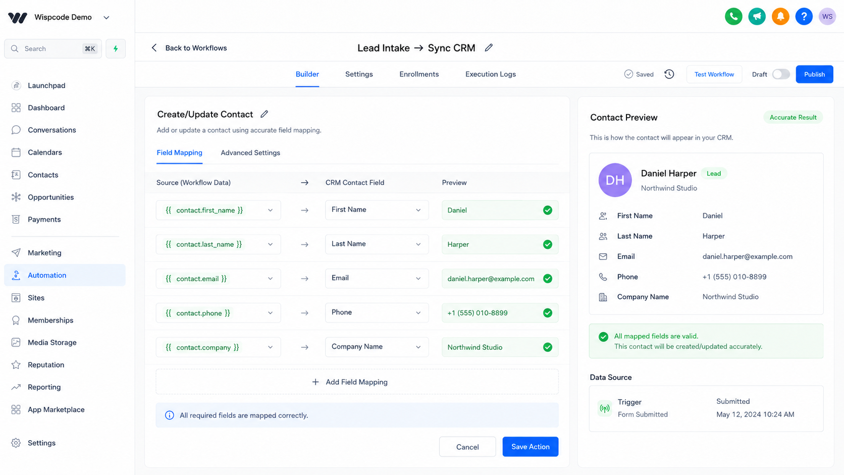 GoHighLevel contact fields correctly mapped for accurate CRM data GoHighLevel contact fields correctly mapped for accurate CRM data