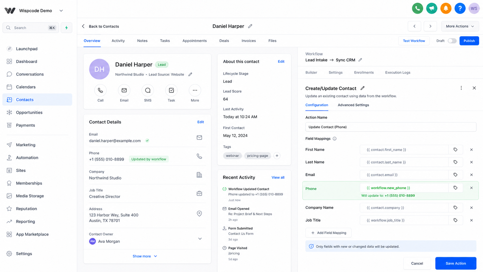 GoHighLevel automation updating contact information from a lead source GoHighLevel automation updating contact information from a lead source