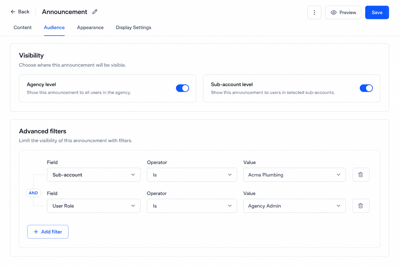 GoHighLevel Announcement Advanced filters with multiple conditions using AND logic GoHighLevel Announcement Advanced filters with multiple conditions using AND logic