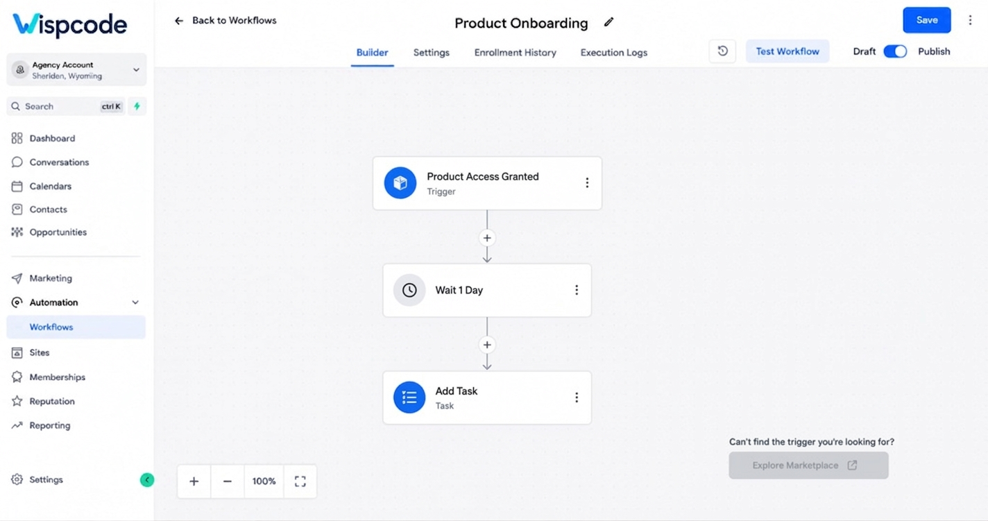 GoHighLevel Wait and Add Task workflow GoHighLevel Wait and Add Task workflow