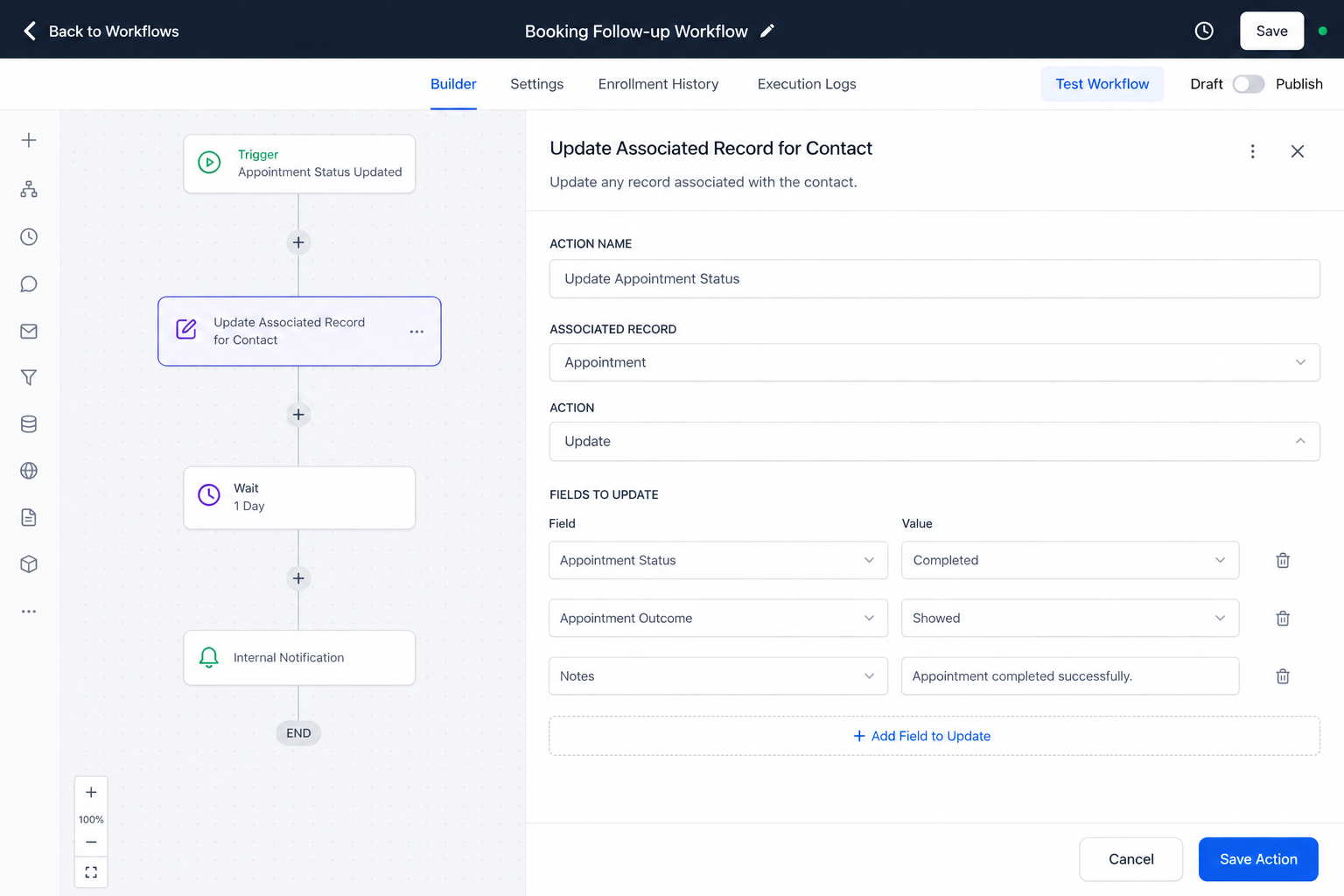 GoHighLevel Update Associated Record for Contact configuration panel GoHighLevel Update Associated Record for Contact configuration panel