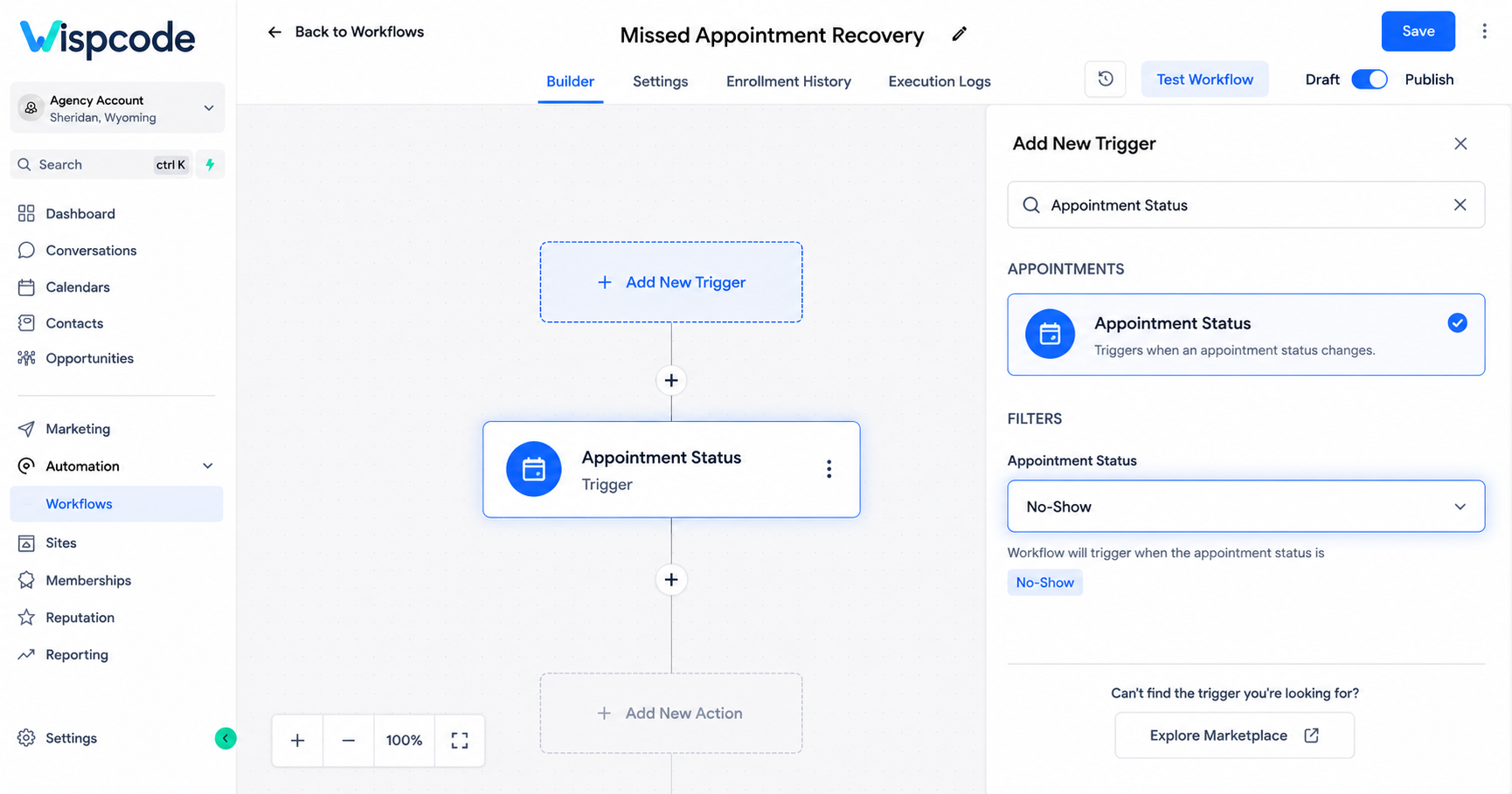 GoHighLevel appointment no-show trigger settings GoHighLevel appointment no-show trigger settings