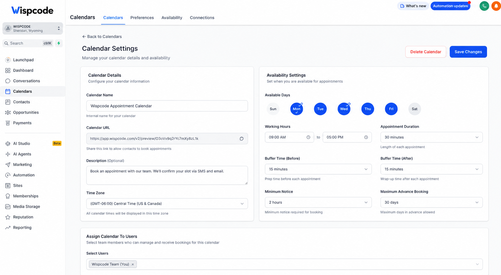 GoHighLevel calendar availability settings dashboard GoHighLevel calendar availability settings dashboard
