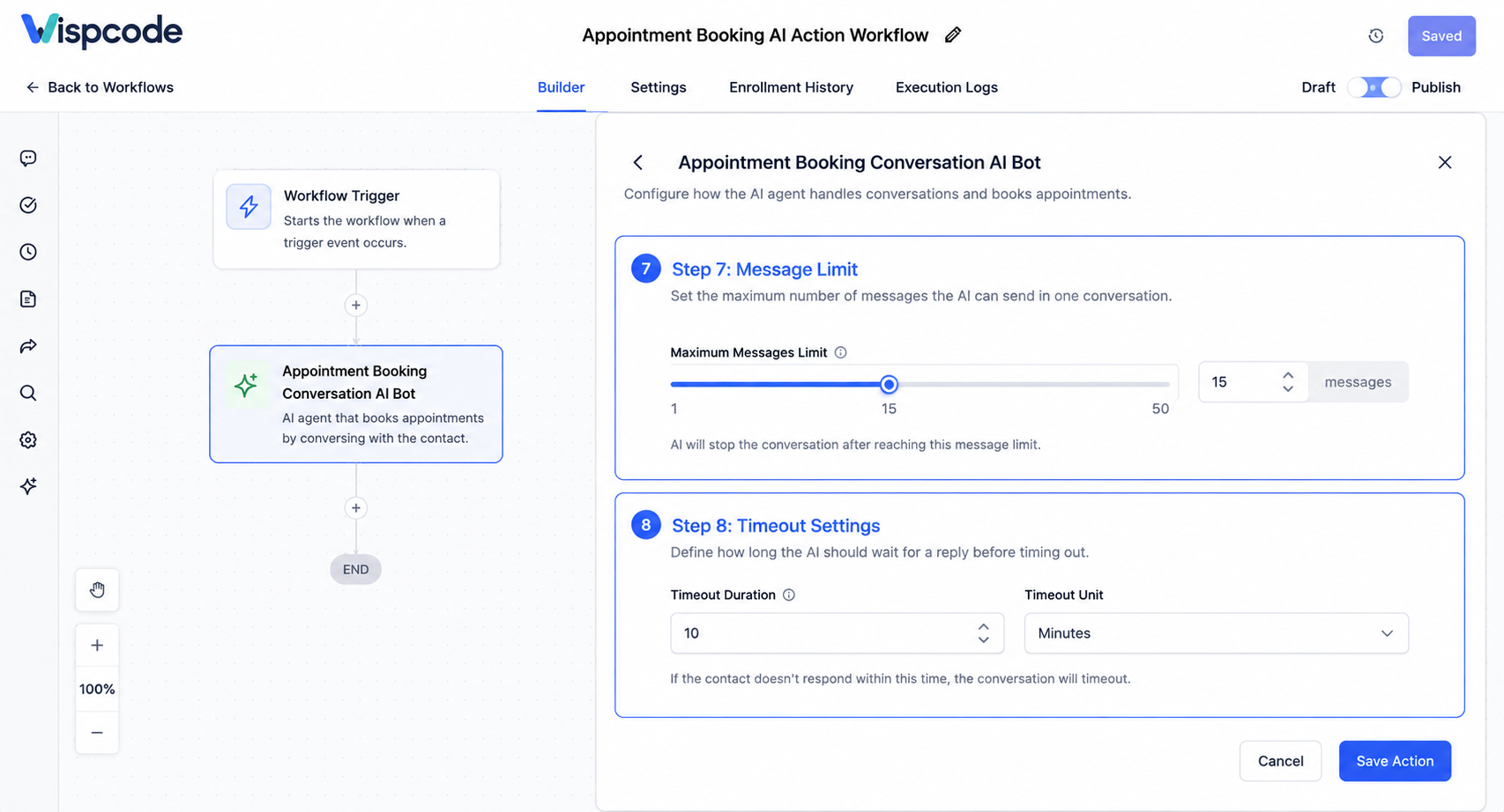 Message limit slider and timeout settings Message limit slider and timeout settings